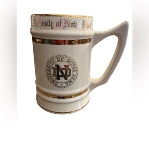 VTG Notre Dame University WC Bunting Large Mug Stein Cup in Off White Gold Trim